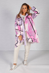 Pink GRAFFITI PRINT OVERSIZED COAT