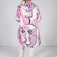 Pink GRAFFITI PRINT OVERSIZED COAT