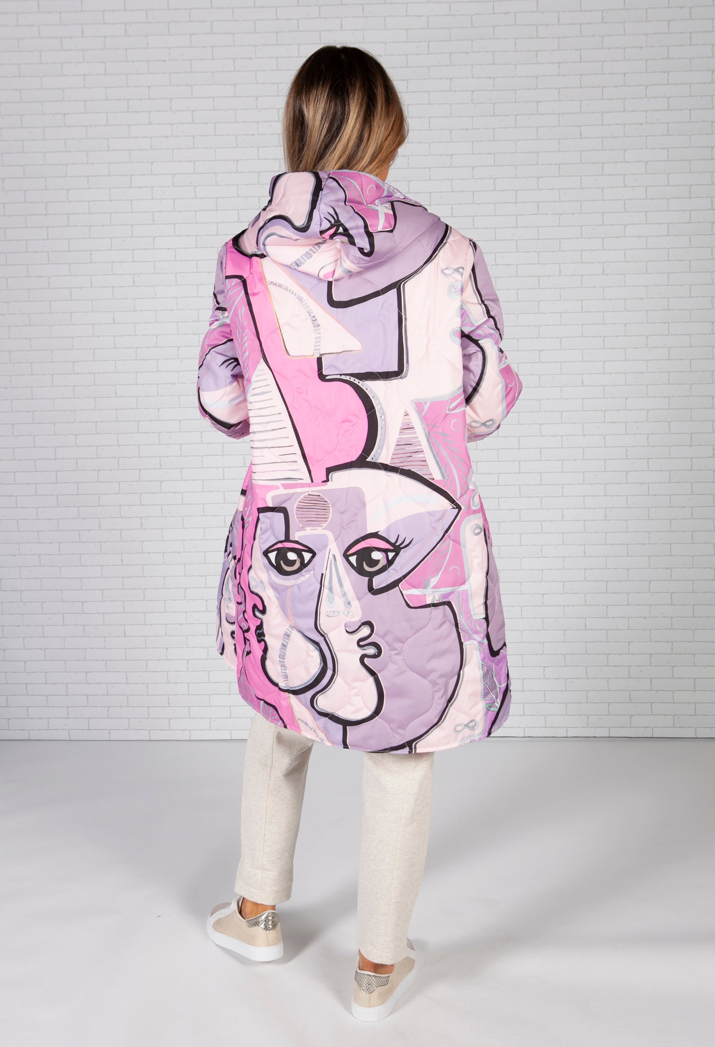 Pink GRAFFITI PRINT OVERSIZED COAT