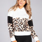 hooded sweatshirt in cream with leopard