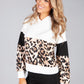 hooded sweatshirt in cream with leopard