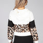 hooded sweatshirt in cream with leopard