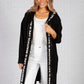 Long Black Cardigan with Logo Straps