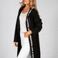 Long Black Cardigan with Logo Straps