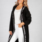 Long Black Cardigan with Logo Straps