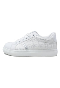 White and Snake Print Trainer