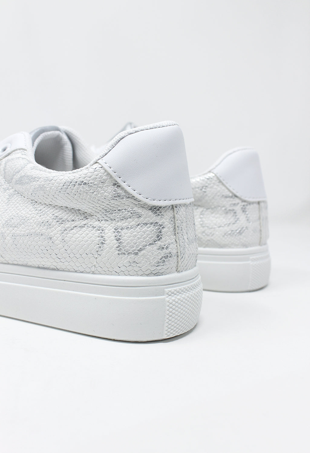 White and Snake Print Trainer