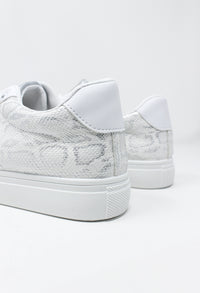 White and Snake Print Trainer