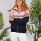 Navy and Pink Stripe Hoodie