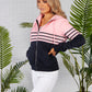 Navy and Pink Stripe Hoodie