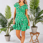 Ruffle Style Dress in a Green Print