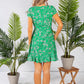 Ruffle Style Dress in a Green Print