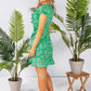 Ruffle Style Dress in a Green Print