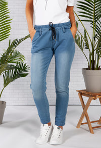 Denim Joggers with Elasticated Waist