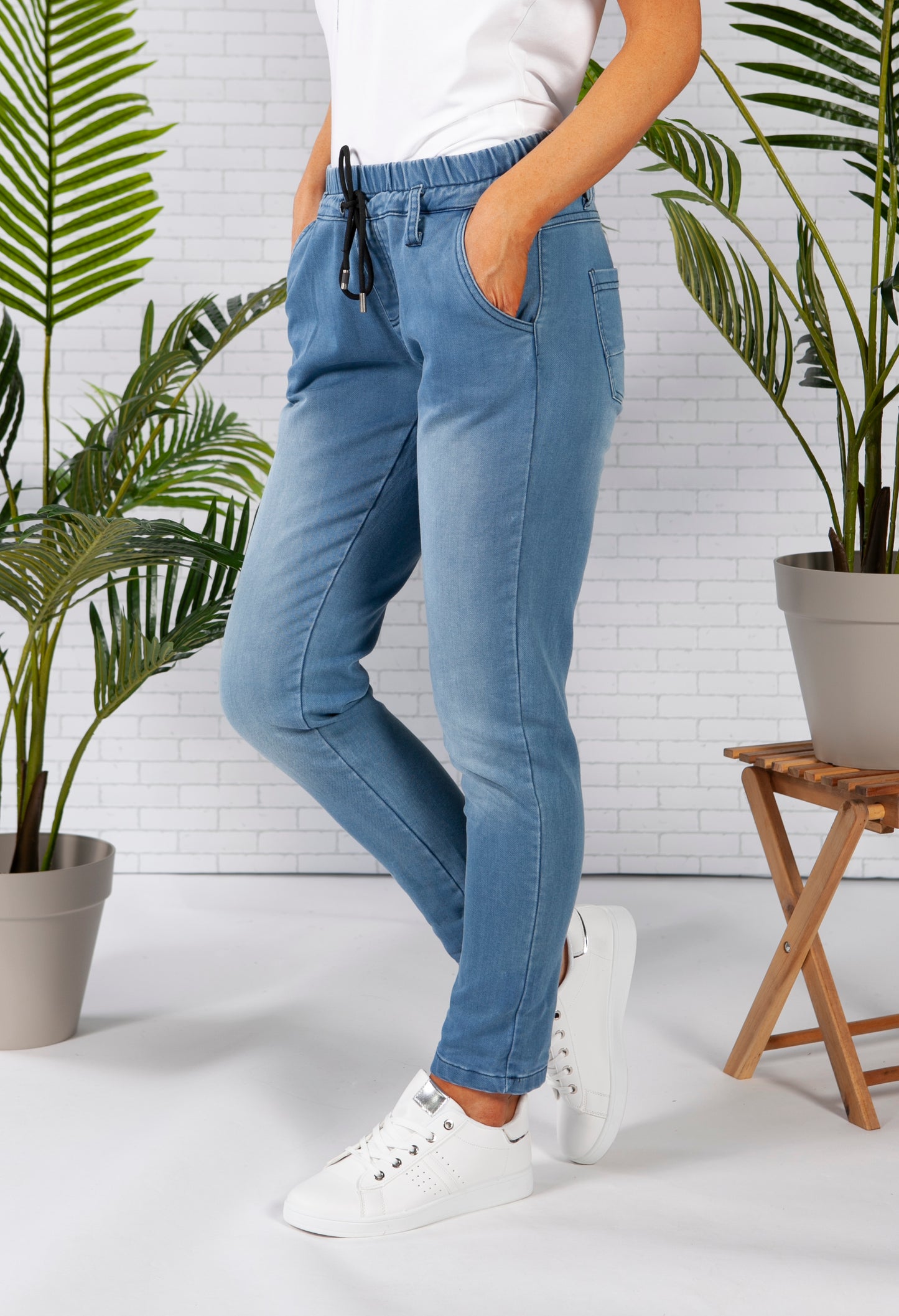 Denim Joggers with Elasticated Waist