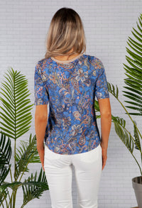 Paisley Print Top Blue