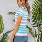 Multi Stripe Top with Shoulder Button Detail