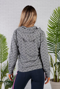 SOFT KNIT JACQUARD DESIGN ZIP UP HOODY