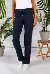 Navy Joggers with Fuchsia Piping