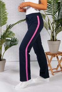 Navy Joggers with Fuchsia Piping