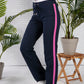 Navy Joggers with Fuchsia Piping