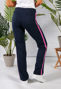 Navy Joggers with Fuchsia Piping