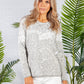 Long Sleeve Knit in a Light Grey Palm Print