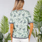 Short Sleeve All Over Botanic Print T-Shirt with Striped Trim