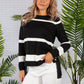 Black Knitted Jumper with Stripes