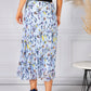 All Over Pleated Skirt in an Abstract Animal Design in Sky Blue Mix