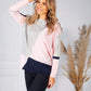 Grey and Pink Colour Block Jumper