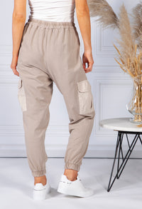 Cargo Pocket Soft Jersey Jogger in Beige