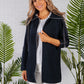 Navy Long Line Ribbed Jacket