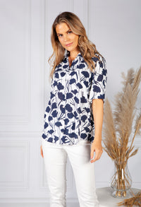 Navy Floral Print Shirt