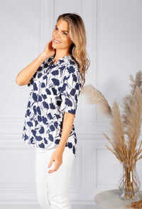 Navy Floral Print Shirt