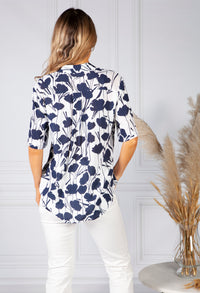 Navy Floral Print Shirt