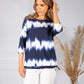 Navy Tie Dye Round Neck Top