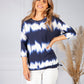 Navy Tie Dye Round Neck Top