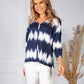 Navy Tie Dye V-Neck Top