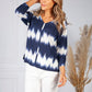 Navy Tie Dye V-Neck Top