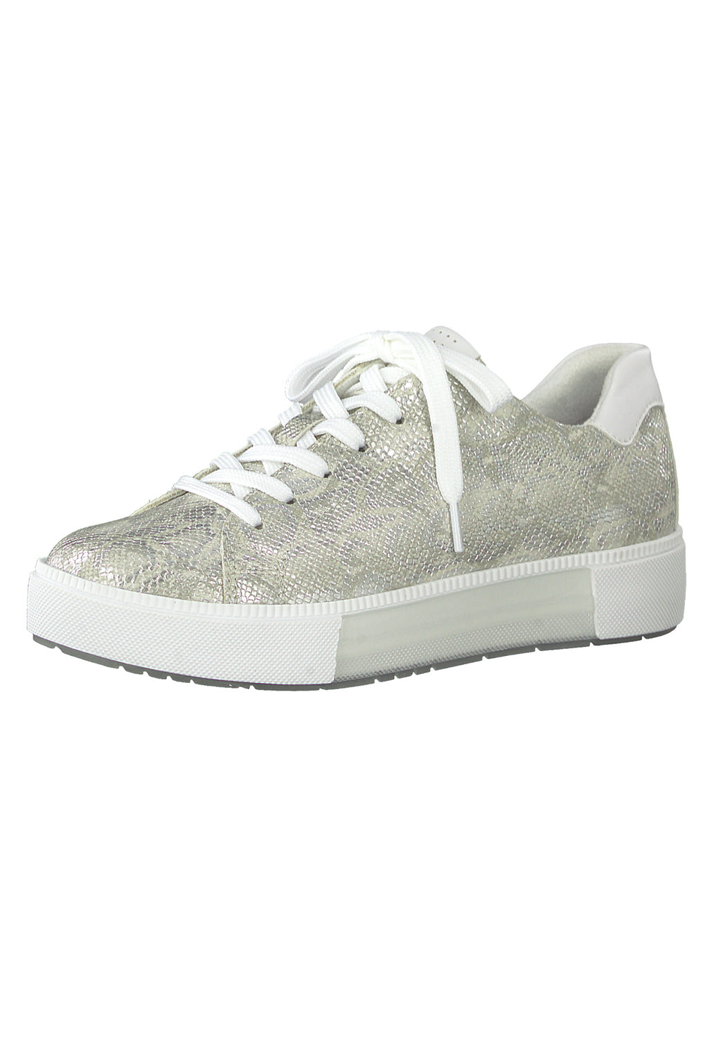 Grey Snake Print Laced Trainer