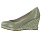 Moss Green Patent Wedge Slip-on Espadrille