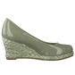 Moss Green Patent Wedge Slip-on Espadrille