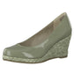 Moss Green Patent Wedge Slip-on Espadrille