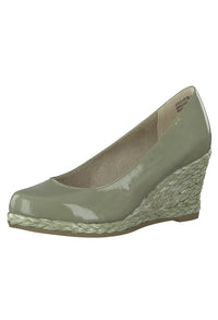 Moss Green Patent Wedge Slip-on Espadrille