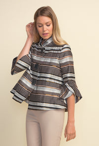 Striped Tulip Sleeve Jacket