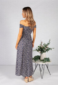 Navy Floral Print Dress-3