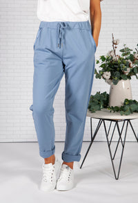 Cornflower Blue Joggers with Satin Detail Side Stripe