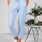 Sky Blue Joggers with Satin Detail Side Stripe