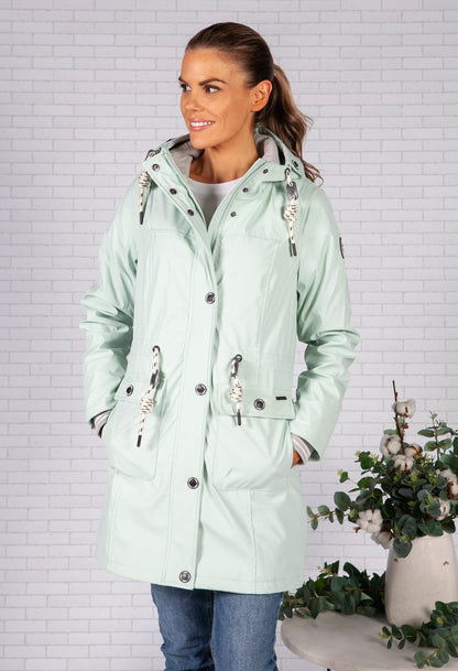 Turquoise Marine Raincoat with Soft Grey Lining